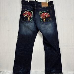 Ed Hardy Jeans 36x34 Christian Audigier Snake Tattoo Art Y2K Grunge Skater 2007